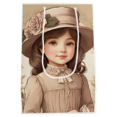 Schattige  Victoriaans Meisportret Medium Cadeauzakje (Achterkant)