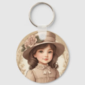 Schattige  Victoriaans Meisportret Sleutelhanger (Achterkant)