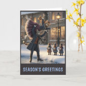 Schattige Victoriaanse Katten Kerstmis Kaart (Gele Bloem)