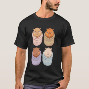 Schattige vier capibara's wikkelen schattige baby t-shirt