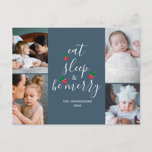 Schattige Vier Foto Collage Kerstmis Feestdagenkaart (Voorkant)