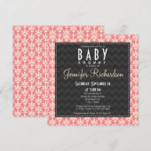 Schattige Vierkant Roze Damask Pattern Baby shower Kaart (Voorkant / Achterkant)
