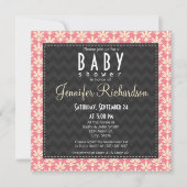 Schattige Vierkant Roze Damask Pattern Baby shower Kaart (Voorkant)