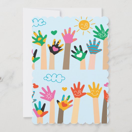 Schattige Vingerschilderij Roze Meisje Kunst Verja Kaart (Achterkant)