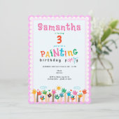 Schattige Vingerschilderij Roze Meisje Kunst Verja Kaart (Staand voorkant)