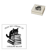 Schattige Vintage Bibliotheekkat Rubberstempel (Gestempeld)