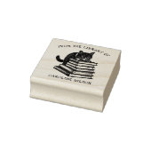 Schattige Vintage Bibliotheekkat Rubberstempel (Stempel)
