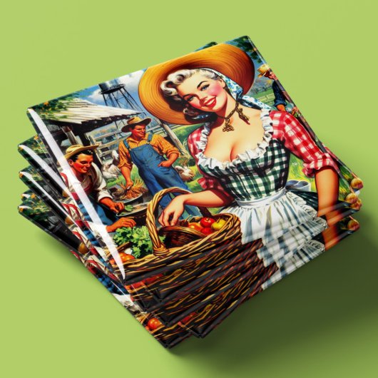 Schattige vintage boerenpin-up magneet