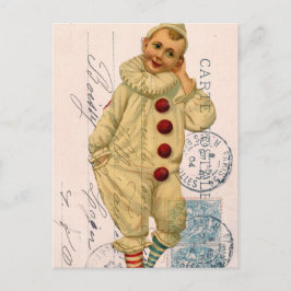 Schattige vintage clown ansichtkaart digitale kuns briefkaart