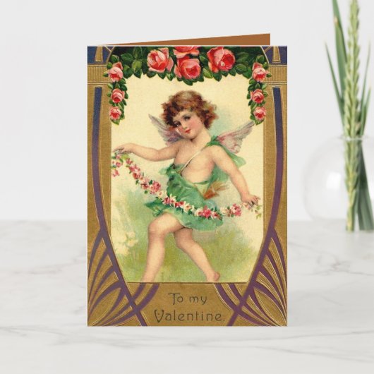 schattige vintage cupido Valentijn Feestdagen Kaart (Voorkant)