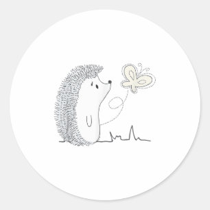 Schattige vintage egel- en vlinderkunst & Gi Ronde Sticker
