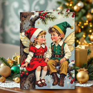 Schattige Vintage Fee Kinderen Gepersonaliseerde K Kaart