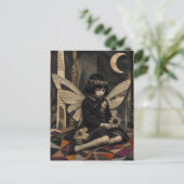 Schattige Vintage Fee Mixed Media Collage Briefkaart (Staand voorkant)
