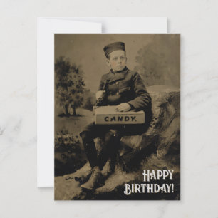 Schattige Vintage Fotografie Gelukkige Verjaardag  Briefkaart