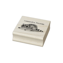 Schattige vintage gemaskerde wasbeer naam rubberstempel