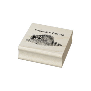 Schattige Vintage Gemaskerde Wasbeer Naam Rubberstempel