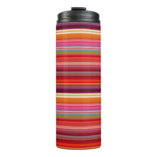 Schattige vintage gestreepte kleuren thermosbeker