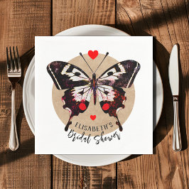 Schattige vintage grunge vlinder en harten voeg na servet