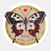 Schattige Vintage Grunge Vlinder Hart Gemaakt Met  Ronde Sticker (Voorkant)