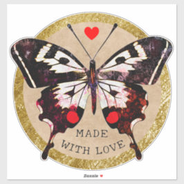 Schattige Vintage Grunge Vlinder Hart Gemaakt Met  Sticker