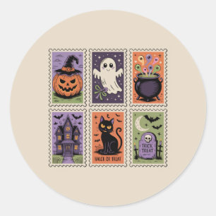 Schattige vintage Halloween-sticker-set - Aardige Ronde Sticker
