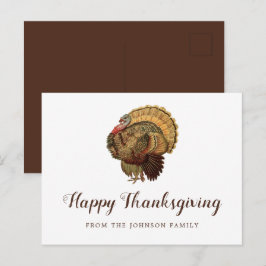 Schattige Vintage Kalkoen Gelukkig Thanksgiving Gr Briefkaart