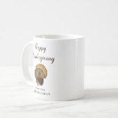 Schattige vintage kalkoen gelukkig thanksgiving koffiemok (Voorkant links)