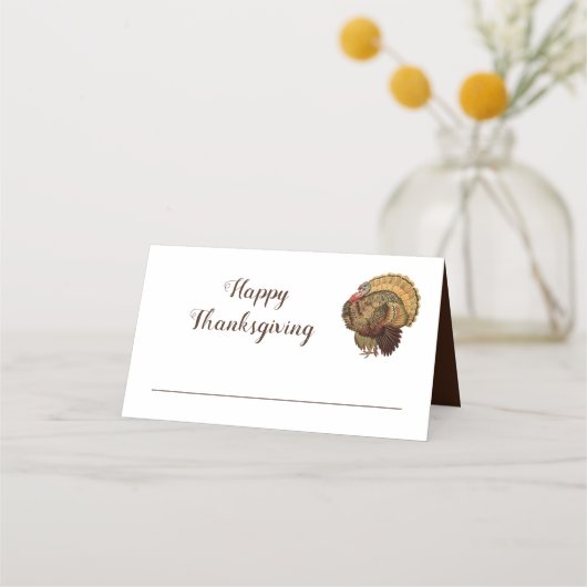 Schattige Vintage Kalkoen Gelukkig Thanksgiving Plaatskaartje (Voorkant)