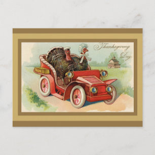 Schattige Vintage Kalkoen Thanksgiving Briefkaart