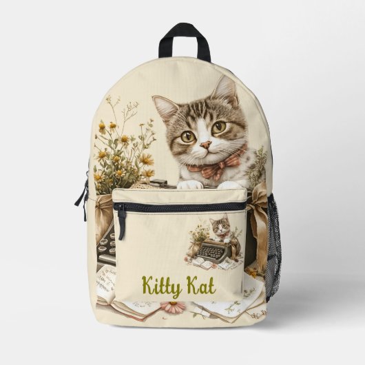 Schattige Vintage Kat Bedrukte Rugzak (Voorkant)