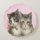Schattige Vintage Kat Kitten Rond Kussen (Achterkant)