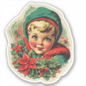 Schattige vintage kerst elf sticker (Voorkant)