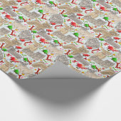 Schattige Vintage-kerstdoggies voor Hondenliefhebb Cadeaupapier (Hoek)