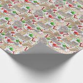 Schattige Vintage-kerstdoggies voor Hondenliefhebb Cadeaupapier (Hoek)