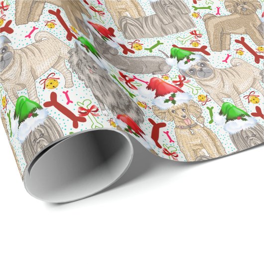 Schattige Vintage-kerstdoggies voor Hondenliefhebb Cadeaupapier (Rol Hoek)