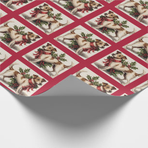 Schattige vintage kersthondenpatroon cadeaupapier