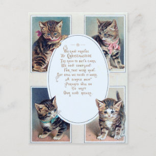 Schattige vintage kerstkat grappig gedicht briefkaart