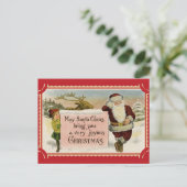Schattige Vintage Kerstman Joolige Kerstmis Briefkaart (Staand voorkant)