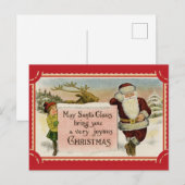Schattige Vintage Kerstman Joolige Kerstmis Briefkaart (Voorkant / Achterkant)