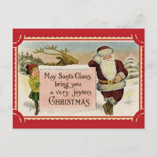 Schattige Vintage Kerstman Joolige Kerstmis Briefkaart (Voorkant)