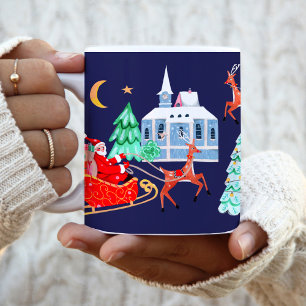 Schattige Vintage Kerstman Kerst Nordisch Dorp Koffiemok