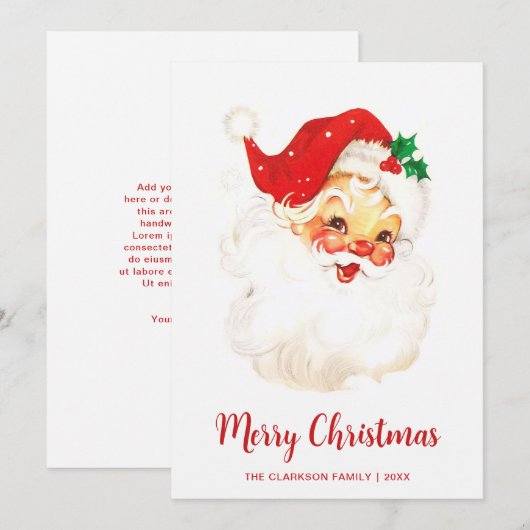 Schattige Vintage Kerstman Kerstmis Feestdagenkaart (Voorkant / Achterkant)