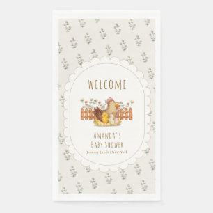 Schattige Vintage Kip Bloemige Baby Shower Welkom  Servet