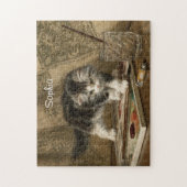 Schattige Vintage Kittens Kunst, Naam Legpuzzel (Verticaal)