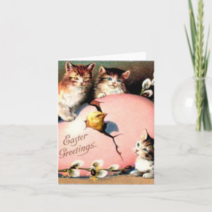 Schattige Vintage Kittens Pasen Groeten Kaart