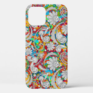 Schattige vintage kleurrijke witte paisley patrone Case-Mate iPhone case