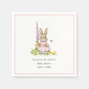 Schattige vintage Konijn Baby meisje Shower Servet