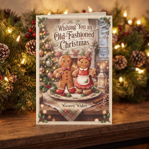 Schattige Vintage Ouderwetse Kerstmis Feestdagen Kaart