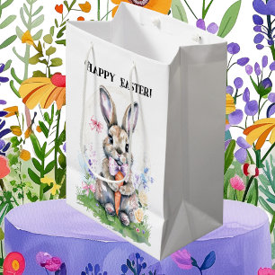 Schattige vintage paashaas Konijn waterverf Medium Cadeauzakje