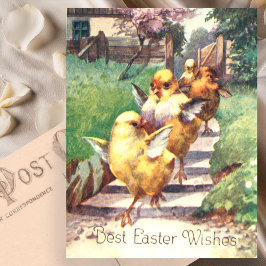 Schattige vintage paaskuikens briefkaart